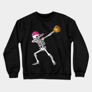 Dabbing Skeleton Softball Funny Girls Halloween Gift Crewneck Sweatshirt